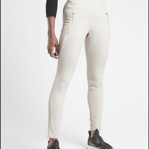 Athleta Cream High-Waisted Pants
